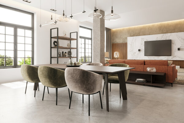 Modern apartment dining room interior where early conversations about selling the home happen